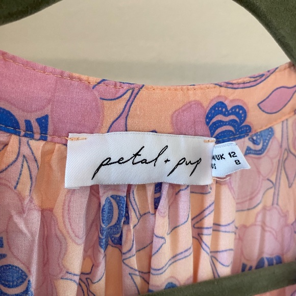 Petal & Pup Pink and Blue Floral Midi Dress - Picture 9 of 10